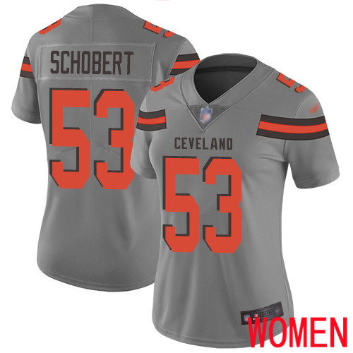Cleveland Browns Joe Schobert Women Gray Limited Jersey #53 NFL Football Inverted Legend